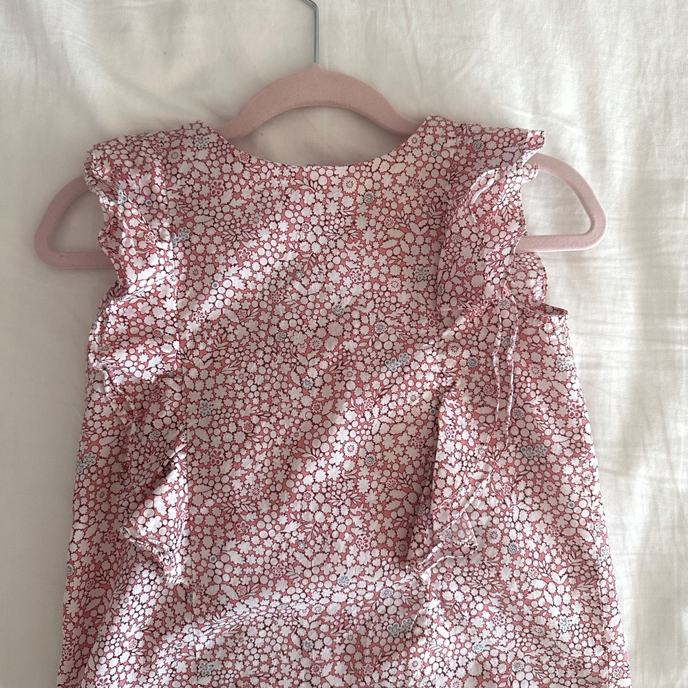 Jacadi short sleeve floral silhouette short sleeve blouse size 3T
